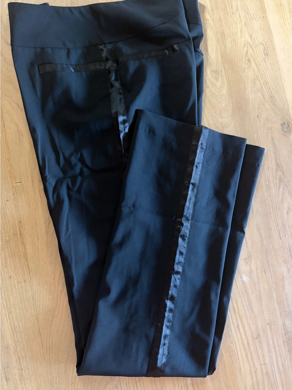 PAIGE Black Label  Tuxedo Style Straight-Leg Pants with Satin Side Strip